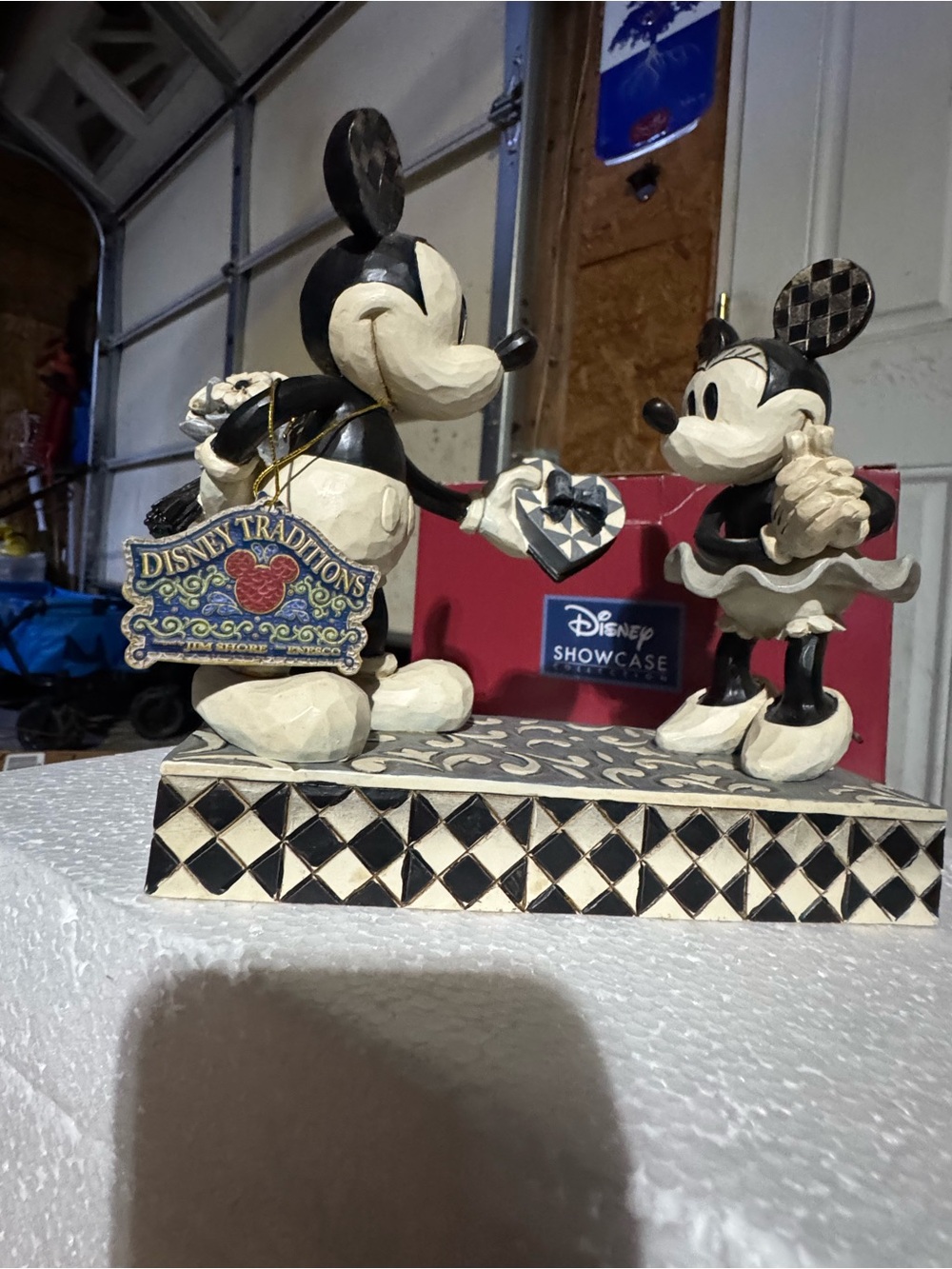 Disney Black and Cream Mickey & Minnie Heart Figurine - Disney Traditions